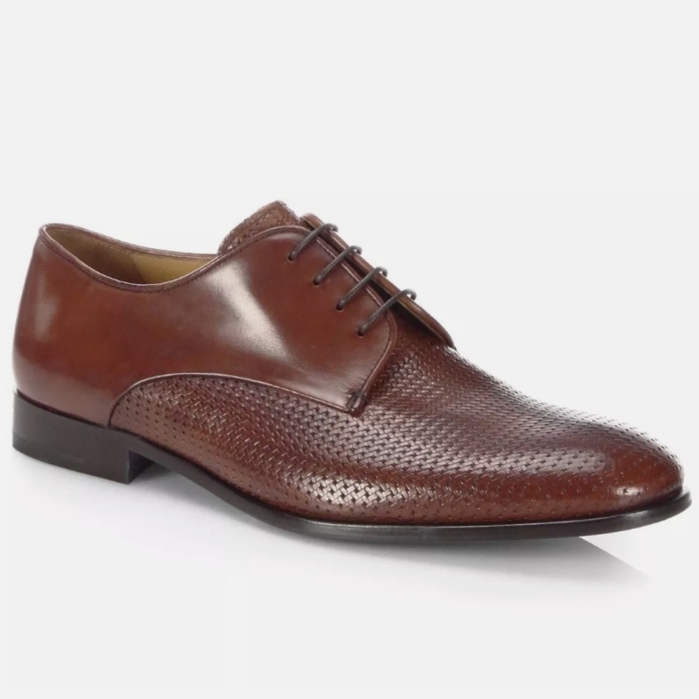GIORGIO Armani 12 Woven Leather Derby Shoes